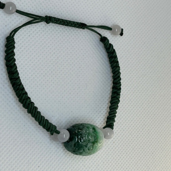 Natural Jadeite Carved Multi-Color Bead Custom Fit Knot Bracelet - Picture 2 of 5